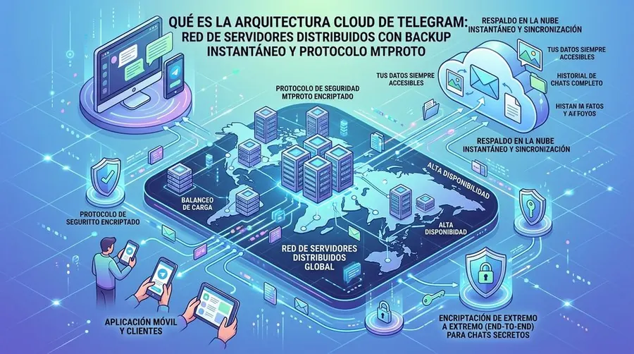 Arquitectura en la nube y seguridad cifrada de Telegram